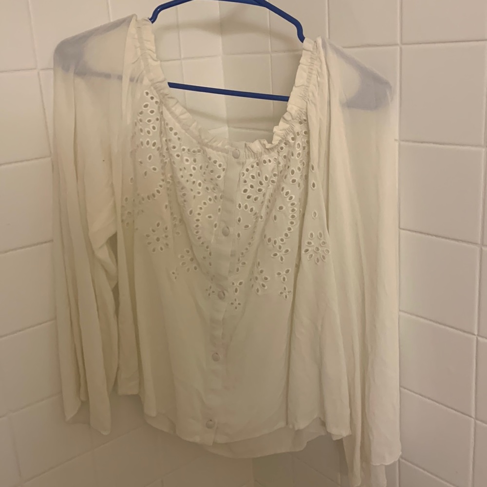 White faux button top!
